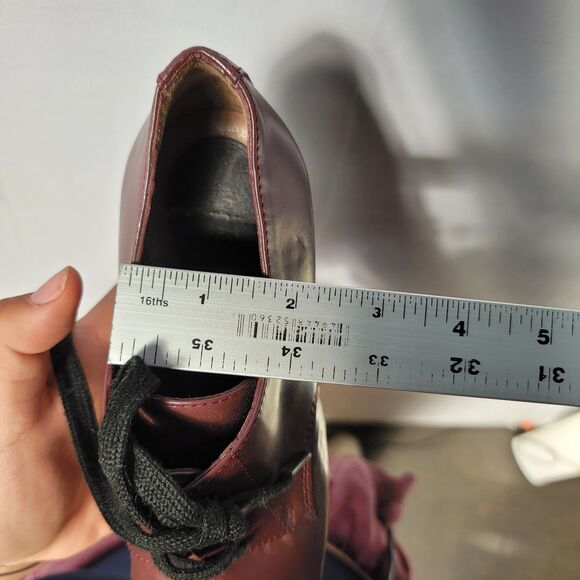 Marni Burgundy Leather Booties Chunky Block Heel Platforms Lace Up 37 - Picture 9 of 10